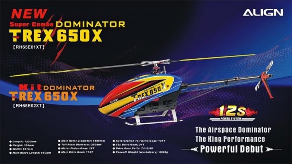 Heli T-REX 650X Dominator Kit BEASTX Bausatz - Align RH65E02XT